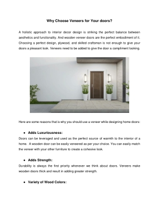 Why Choose Veneers for Your Doors