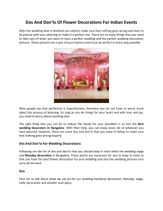 Dos And Donts Of Flower Decorations For Indian Events