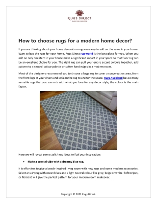 How to choose rugs for a modern home décor