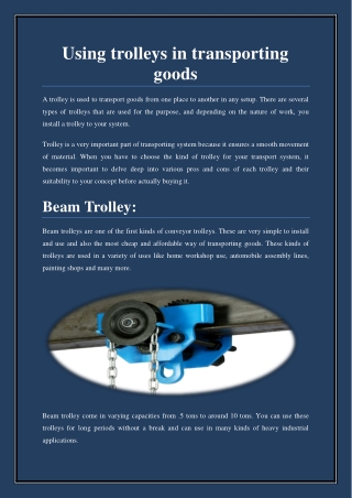 Using trolleys in transporting goods