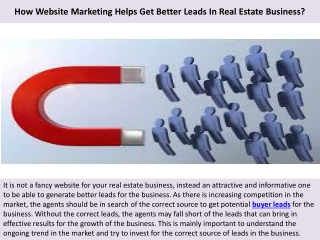 How Website Marketing Helps Get Better Leads In Real Estate Business?