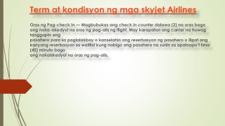 Term at kondisyon ng mga skyjet Airlines