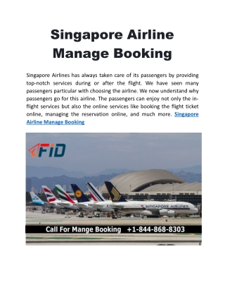Singapore Airline Manage Booking