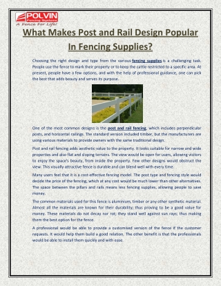 What Makes Post and Rail Design Popular In Fencing Supplies