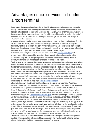 Advantages of taxi services in London airport terminal