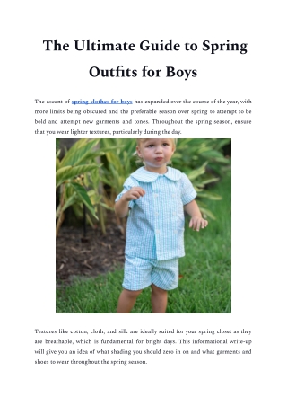 The Ultimate Guide to Spring Outfits for Boys