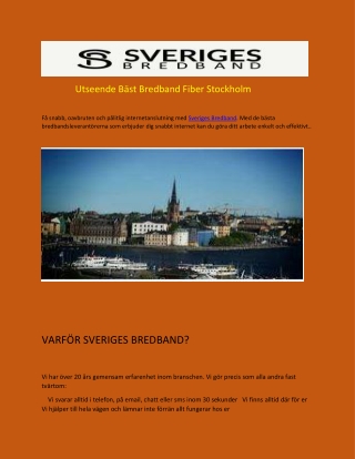 Utseende Bäst Bredband Fiber Stockholm