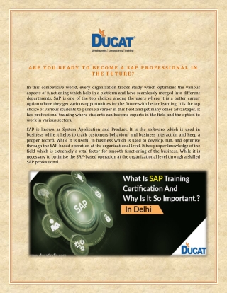Join SAP Training Institute in Delhi