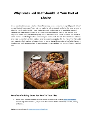 Why Grass Fed Beef Should Be Your Diet of Choice