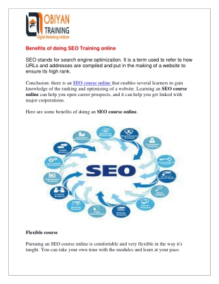 Benefits of doing SEO training online