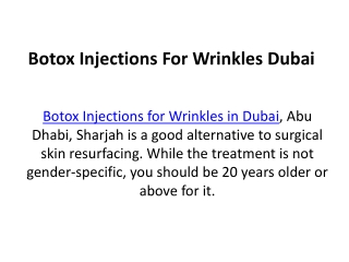 Botox Injections For Wrinkles Dubai
