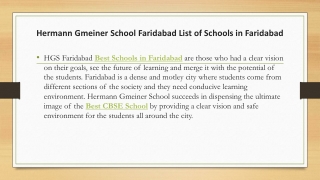 Hermann Gmeiner School Faridabad List of Schools in Faridabad