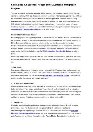 Skill Select An Essential Aspect of the Australian Immigration Program