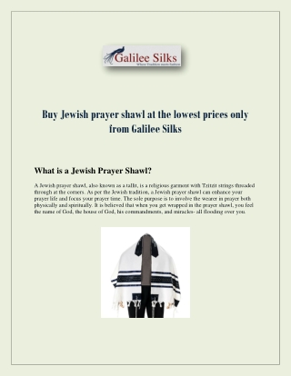 Buy Jewish prayer shawl at the lowest prices only from Galilee Silks