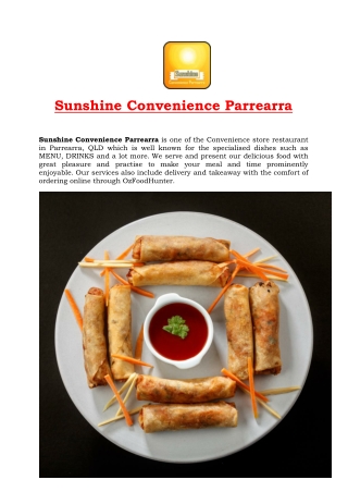 5% off - Sunshine Convenience Menu Restaurant Parrearra, QLD