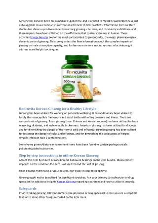 Roncuvita Korean Ginseng for a Healthy Lifestyle