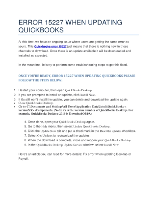 Error 15227 when updating quickbooks