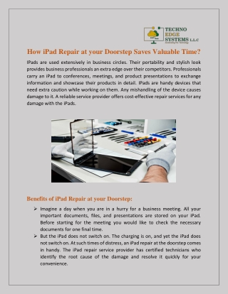 How iPad Repair at your Doorstep Saves Valuable Time?