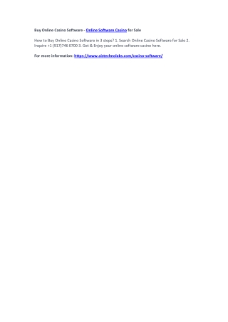 Buy Online Casino Software - Online Software Casino for Sale