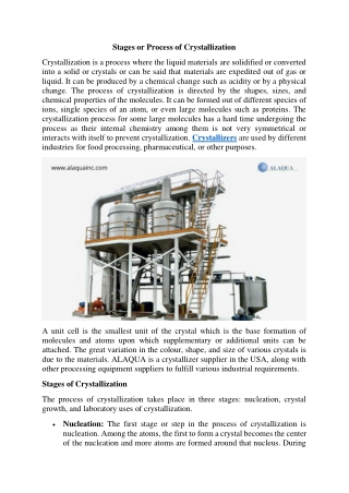 Stages or Process of Crystallization