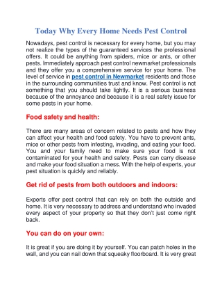 Today why every home needs pest control