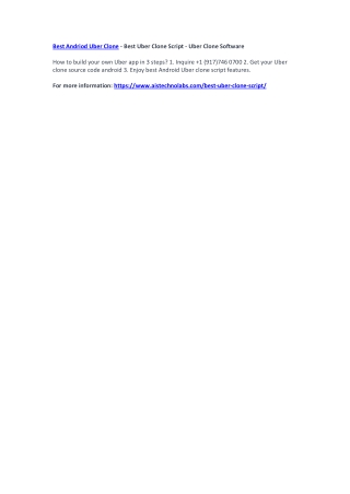 Best Andriod Uber Clone - Best Uber Clone Script - Uber Clone Software