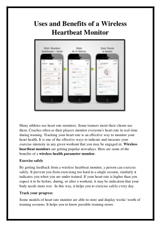 Uses and Benefits of a Wireless Heartbeat Monitor