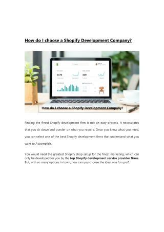 How do I choose a Shopify Development Company-