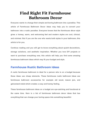 Find Right Fit Farmhouse Bathroom Decor