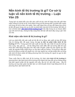 Nền kinh tế thị trường là gì Cơ sở lý luận về nền kinh tế thị trường - Luận Văn 2S