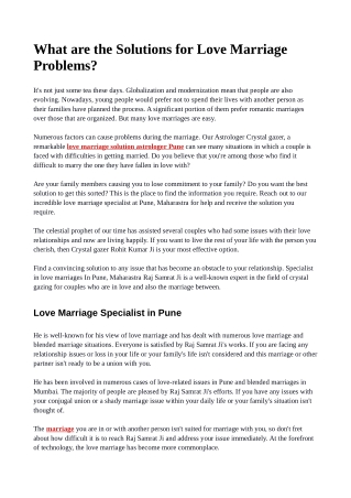 What are the Solutions for Love Marriage Problems?
