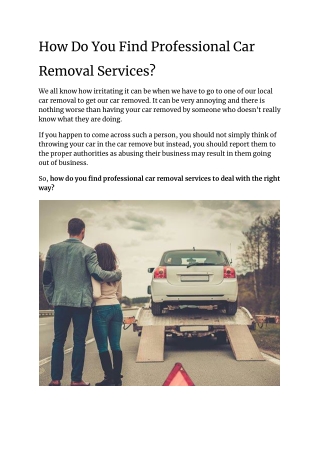 How Do You Find Professional Car Removal Services