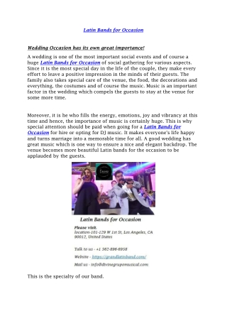 Latin Bands for Occasion