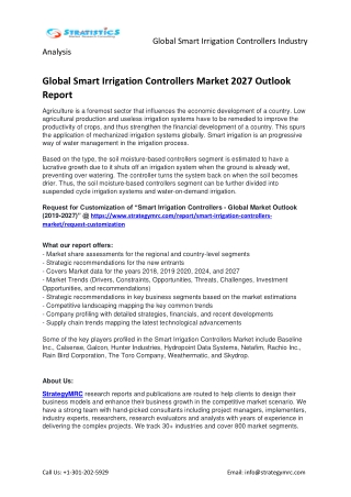 Global Smart Irrigation Controllers Market Trends, Insights, Challenges