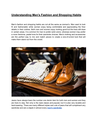 Understanding Men's Fashion and Shopping Habits