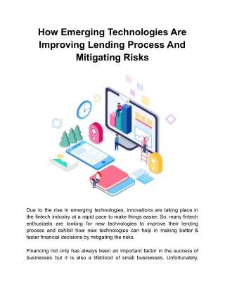 How Emerging Technologies Are Improving Lending Process And Mitigating Risks