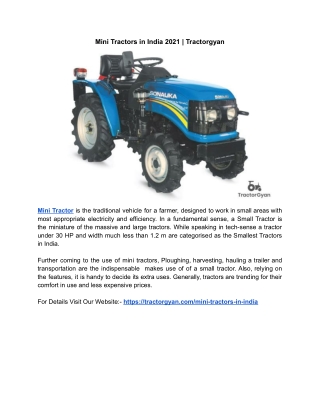 Mini Tractors In India 2021 | Tractorgyan