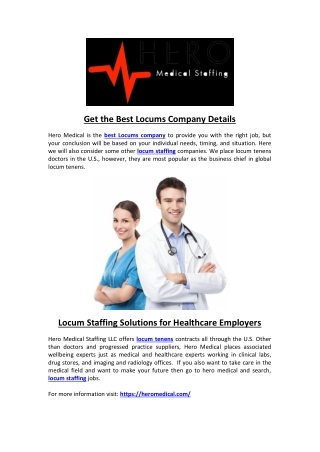 Get the Best Locums Company Details