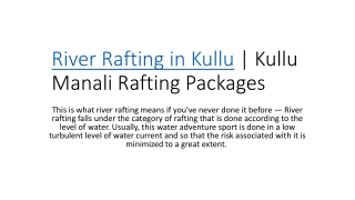 River Rafting in Kullu Manali, Himachal Pradesh