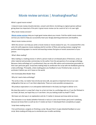 Movie review services | AnselvarghesePaul