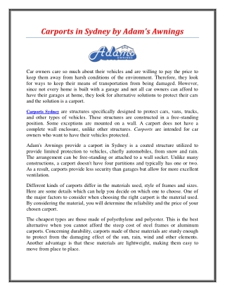 Carport Builders Sydney
