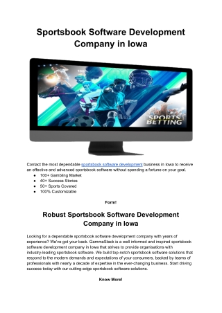 Sportsbook Software Development Company in Iowa