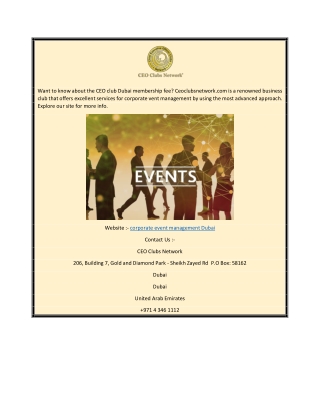 Corporate Event Management Dubai  Ceoclubsnetwork