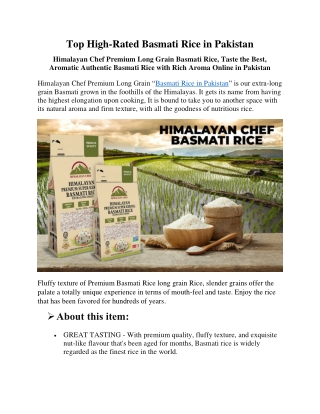 Top High-Rated Basmati Rice in Pakistan