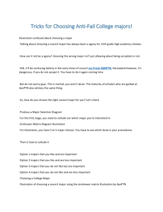 Tricks for Choosing Anti-Fail College majors!