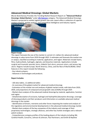 Advanced Medical Dressings: Global Markets