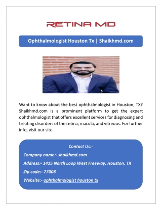 Ophthalmologist Houston Tx | Shaikhmd.com