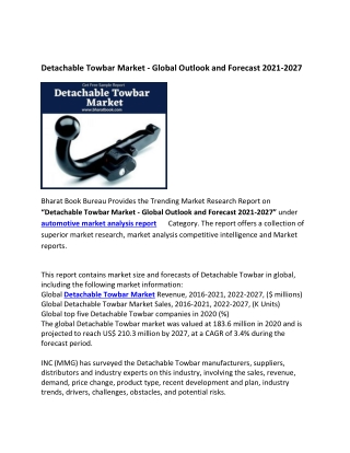 Global Detachable Towbar Market Research Report 2021-2027