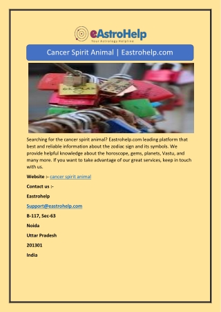 Cancer Spirit Animal | Eastrohelp.com