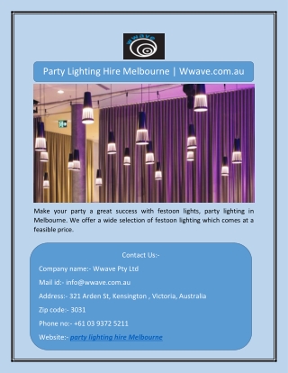 Party Lighting Hire Melbourne | Wwave.com.au